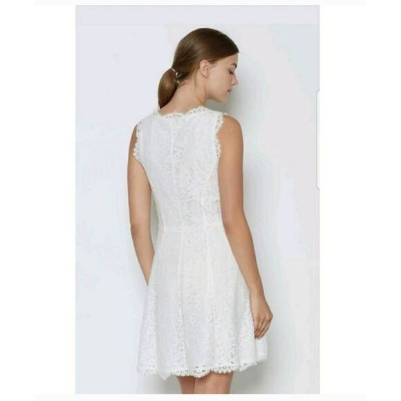 Joie Nicolina White  Mini Dress size Small Eyelash Lace V-Neck - Picture 3 of 14